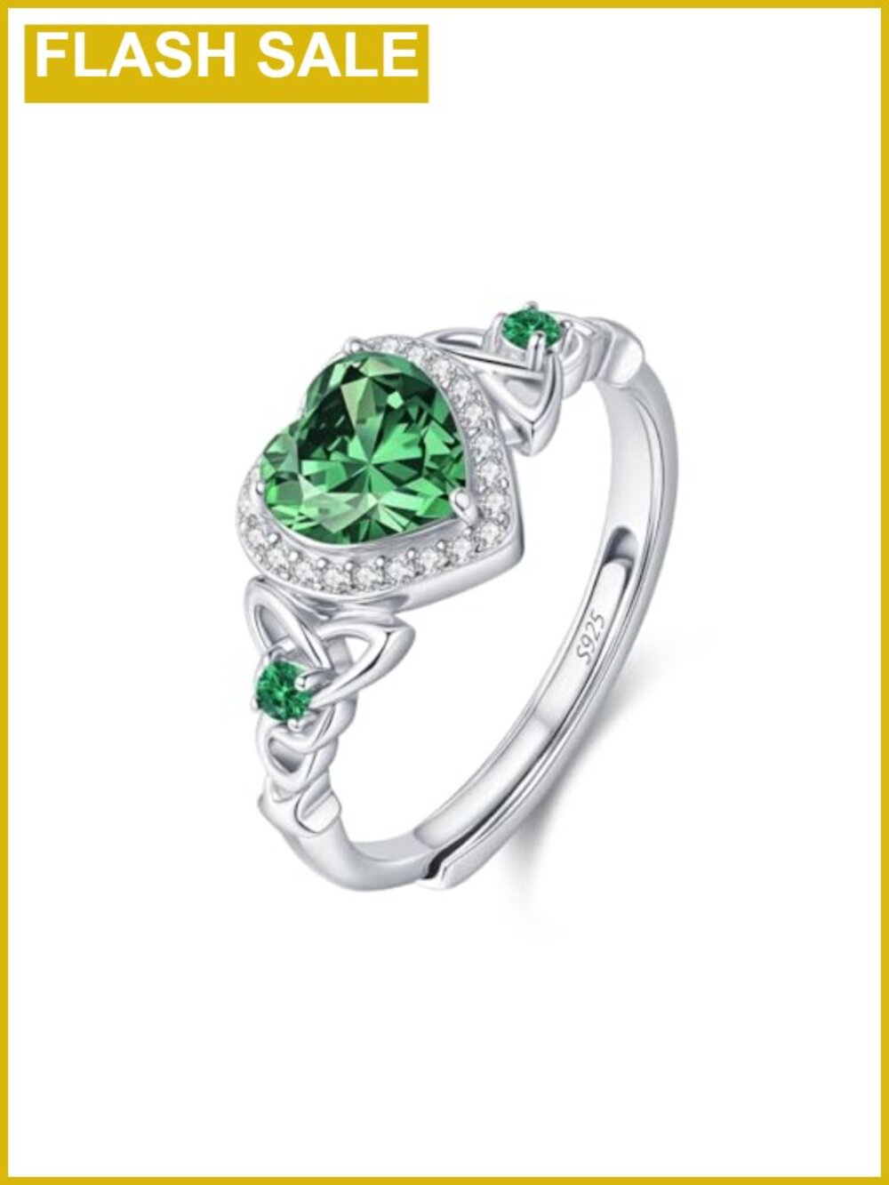 925 Sterling Silver Celtic Knot Birthstone Ring Adjustable